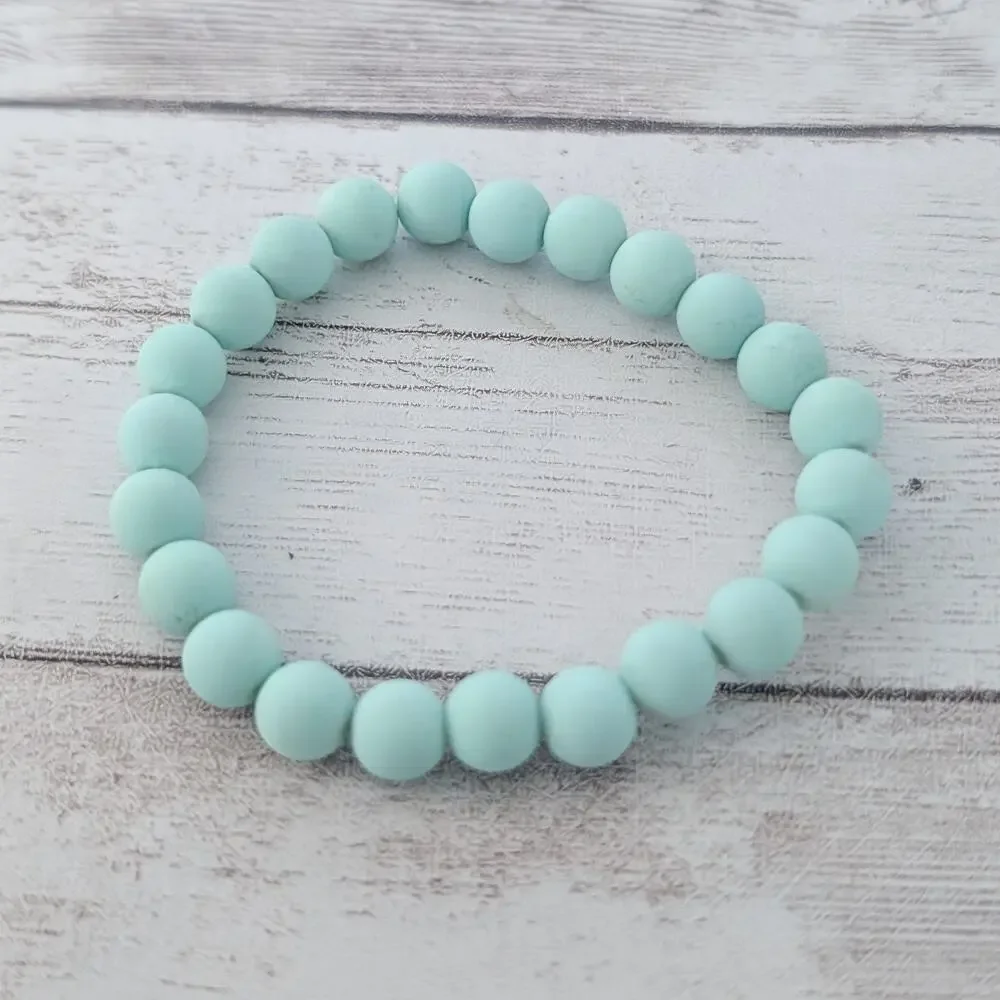 Vintage Bracelet Pastel Teal Green Stretch Bracelet